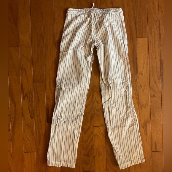 Guess Cool Light Cotton & Linen Black Striped Floral Bead & String Pull Pants! - Picture 3 of 7